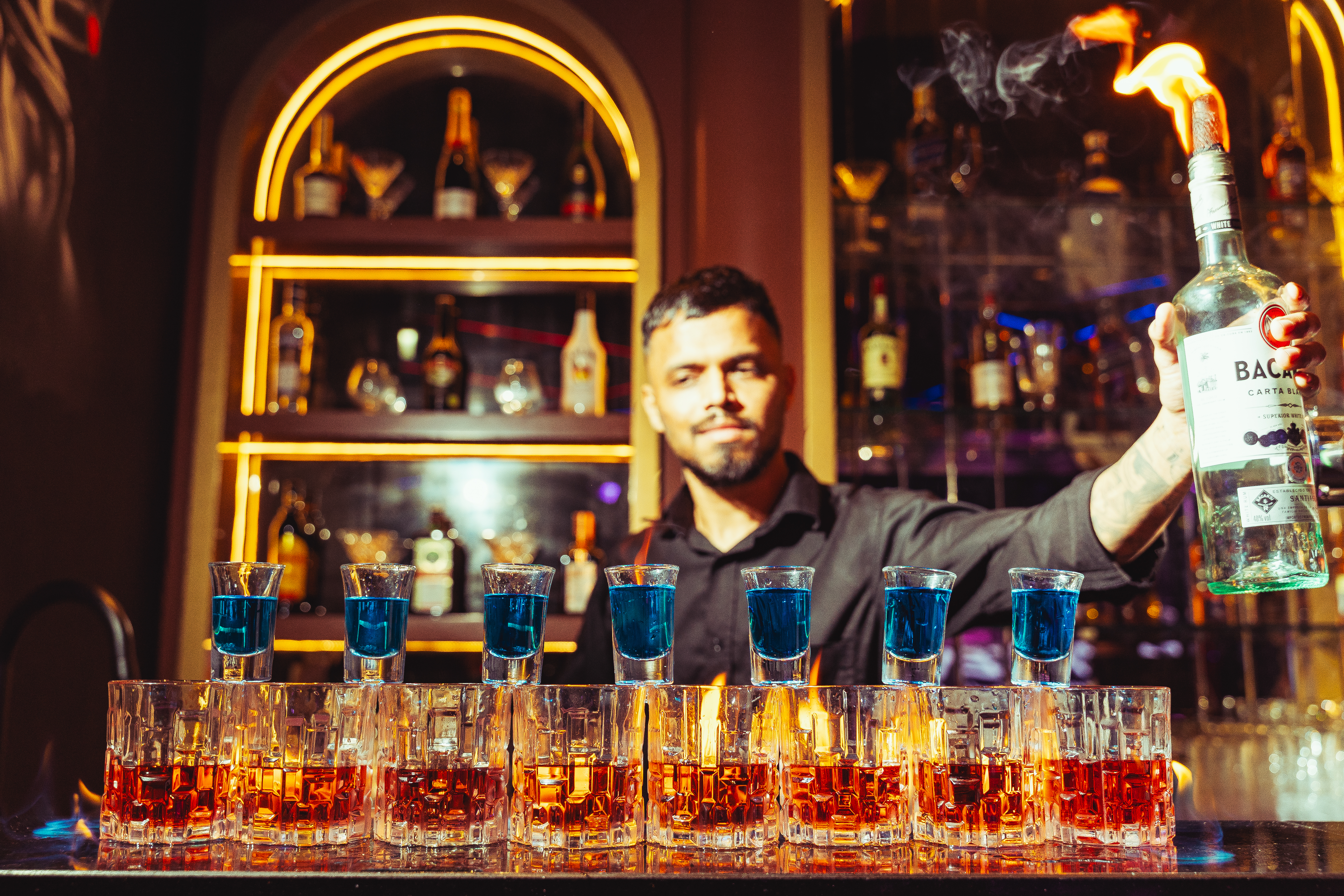 Cocktail being poured at Shoukeen Indian Lounge Dubai